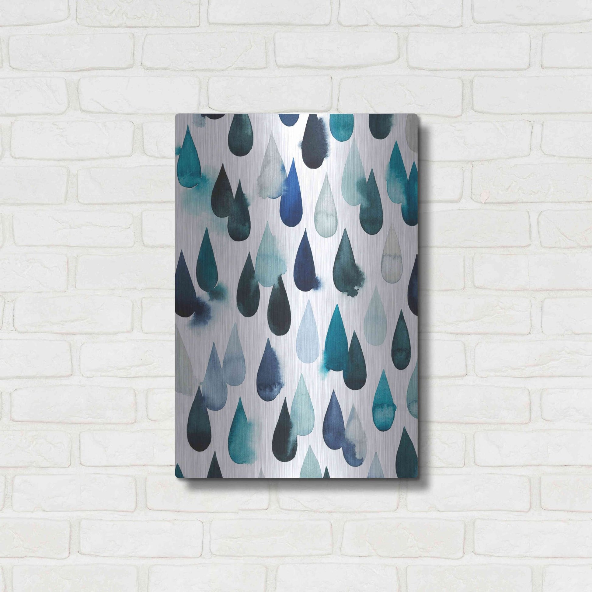 Luxe Metal Art 'Water Drops I' by Grace Popp, Metal Wall Art,16x24
