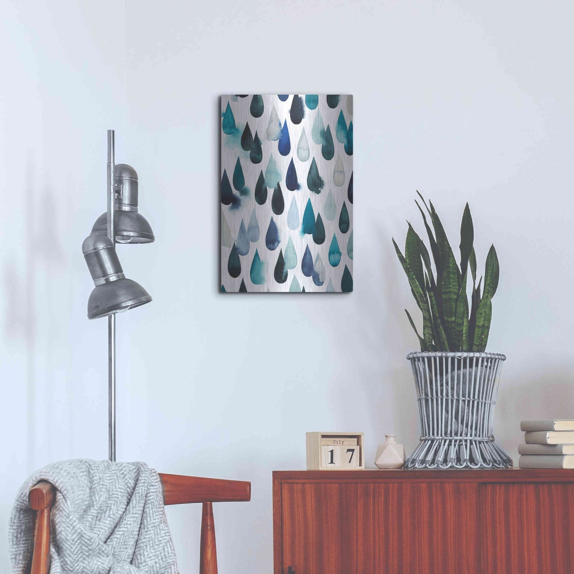 Luxe Metal Art 'Water Drops I' by Grace Popp, Metal Wall Art,16x24