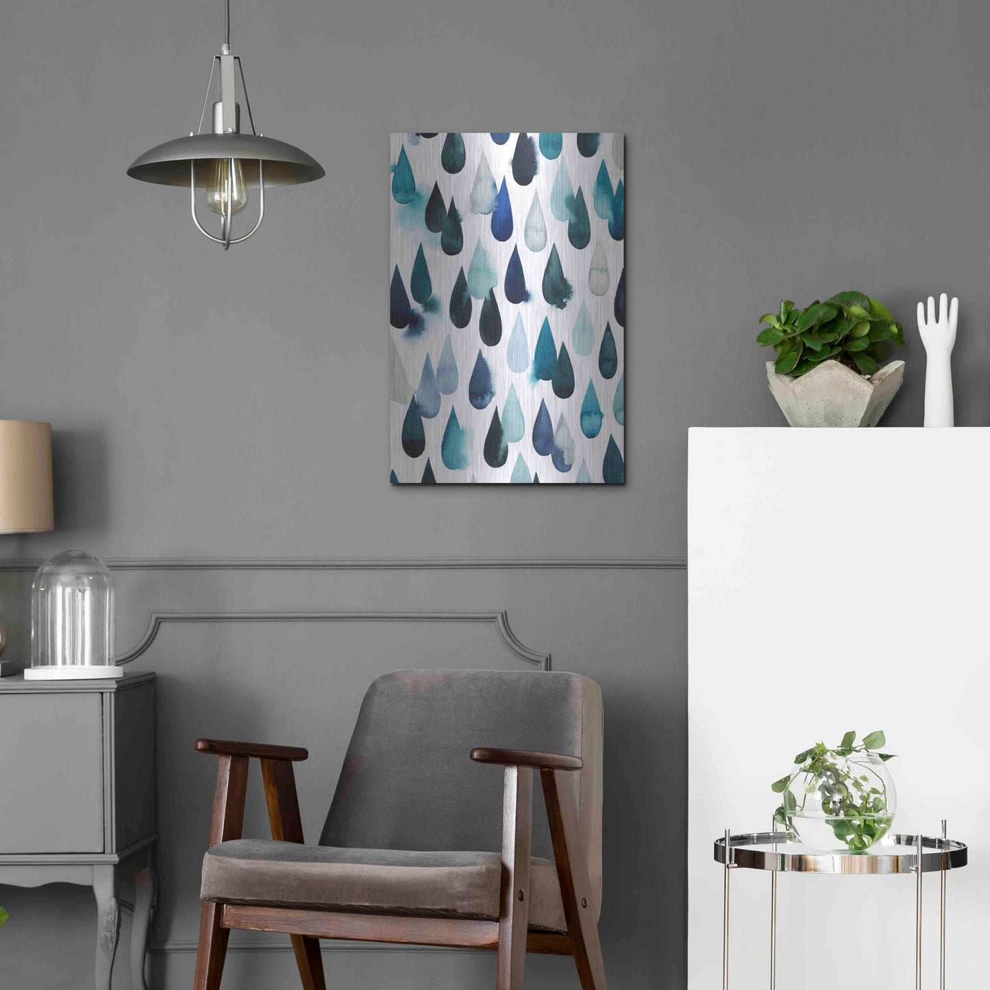 Luxe Metal Art 'Water Drops I' by Grace Popp, Metal Wall Art,16x24