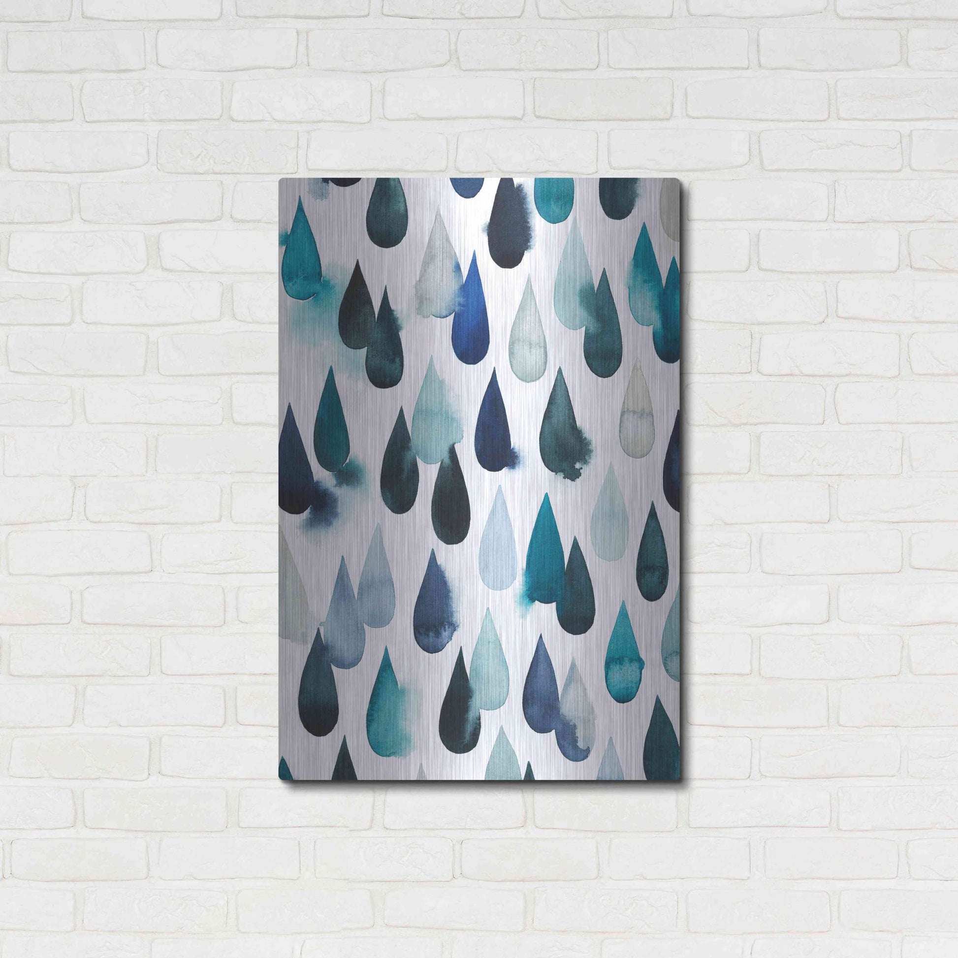 Luxe Metal Art 'Water Drops I' by Grace Popp, Metal Wall Art,24x36