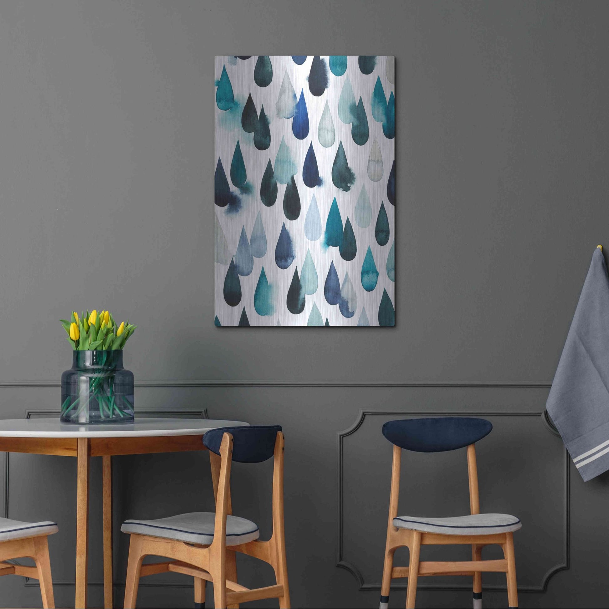 Luxe Metal Art 'Water Drops I' by Grace Popp, Metal Wall Art,24x36