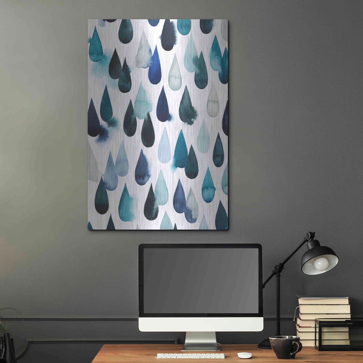 Luxe Metal Art 'Water Drops I' by Grace Popp, Metal Wall Art,24x36