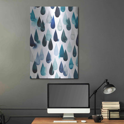 Luxe Metal Art 'Water Drops I' by Grace Popp, Metal Wall Art,24x36