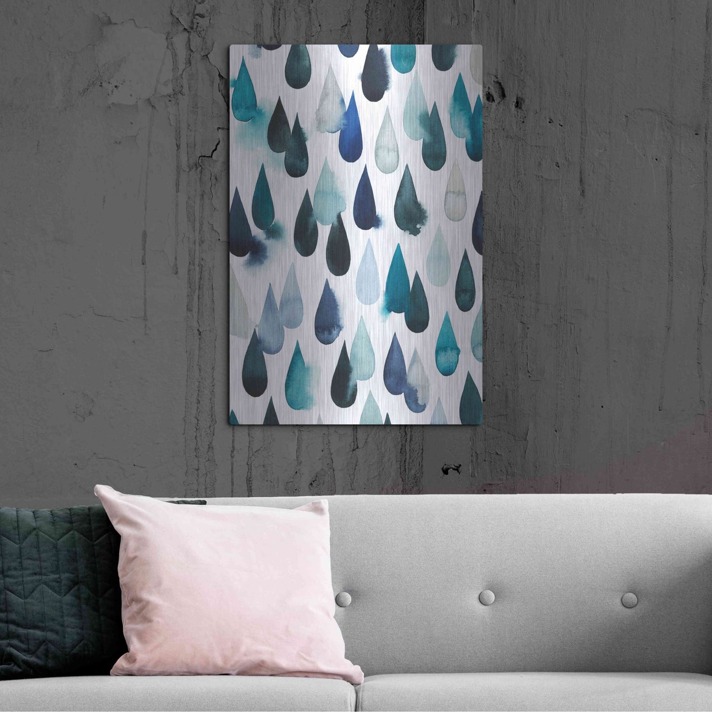Luxe Metal Art 'Water Drops I' by Grace Popp, Metal Wall Art,24x36