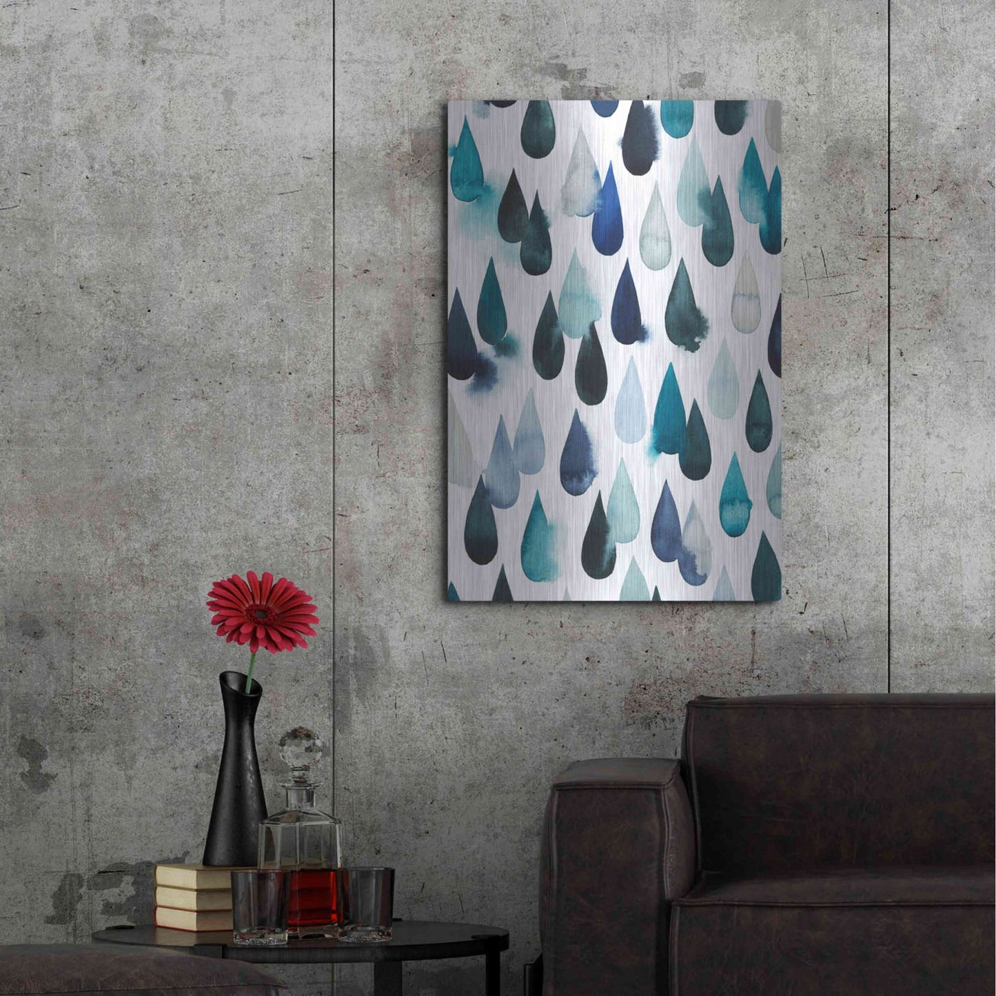 Luxe Metal Art 'Water Drops I' by Grace Popp, Metal Wall Art,24x36