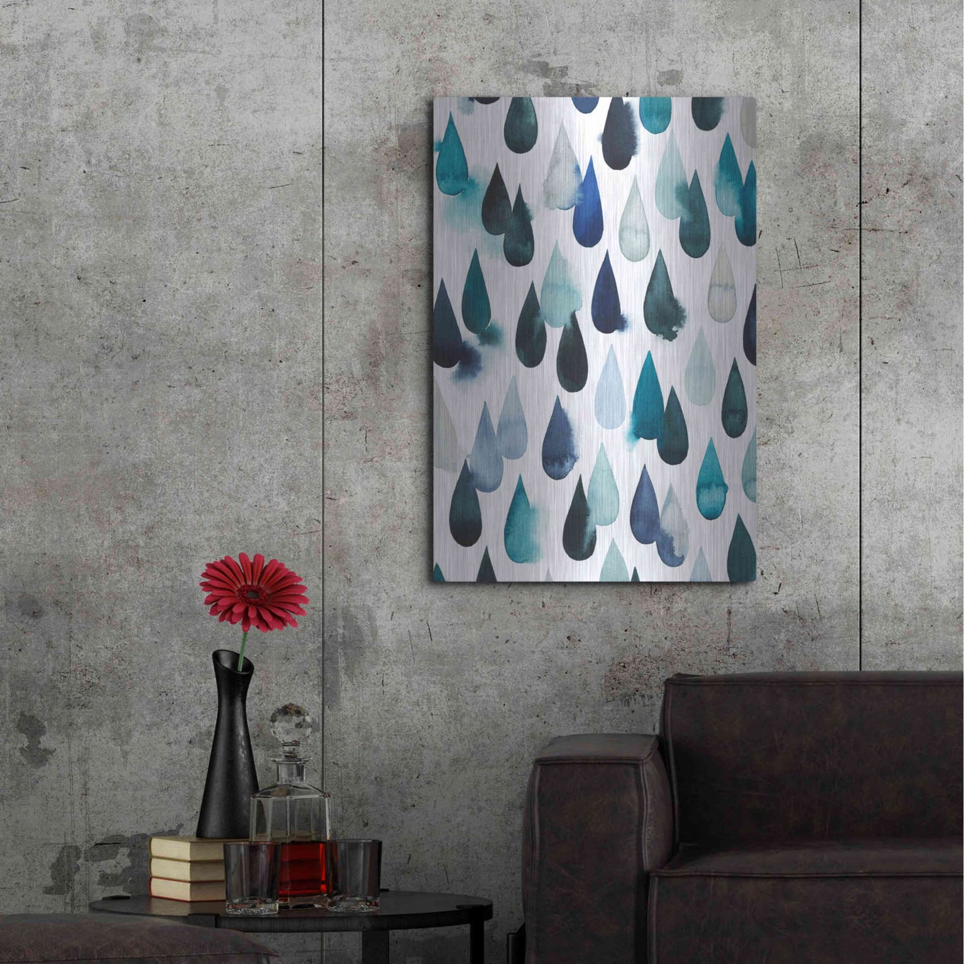 Luxe Metal Art 'Water Drops I' by Grace Popp, Metal Wall Art,24x36