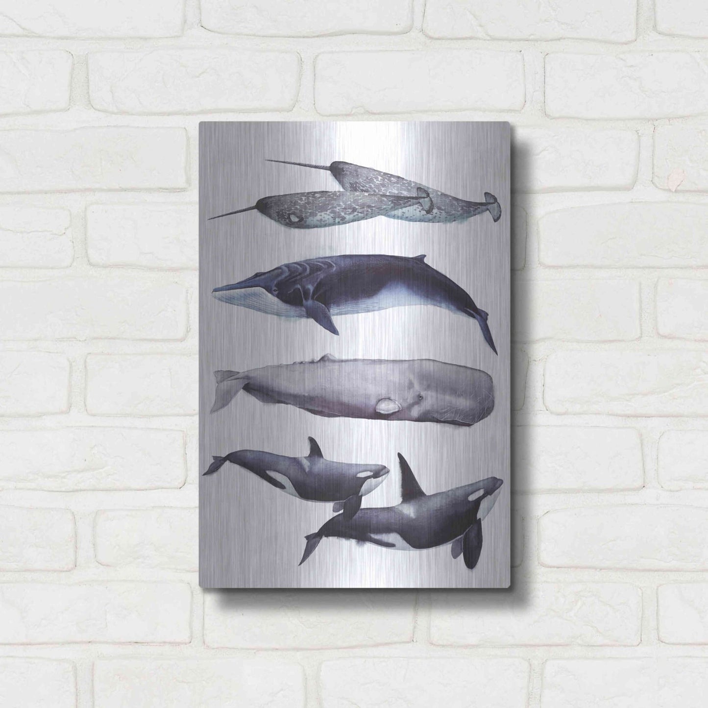 Luxe Metal Art 'Whale Stack II' by Grace Popp, Metal Wall Art,12x16