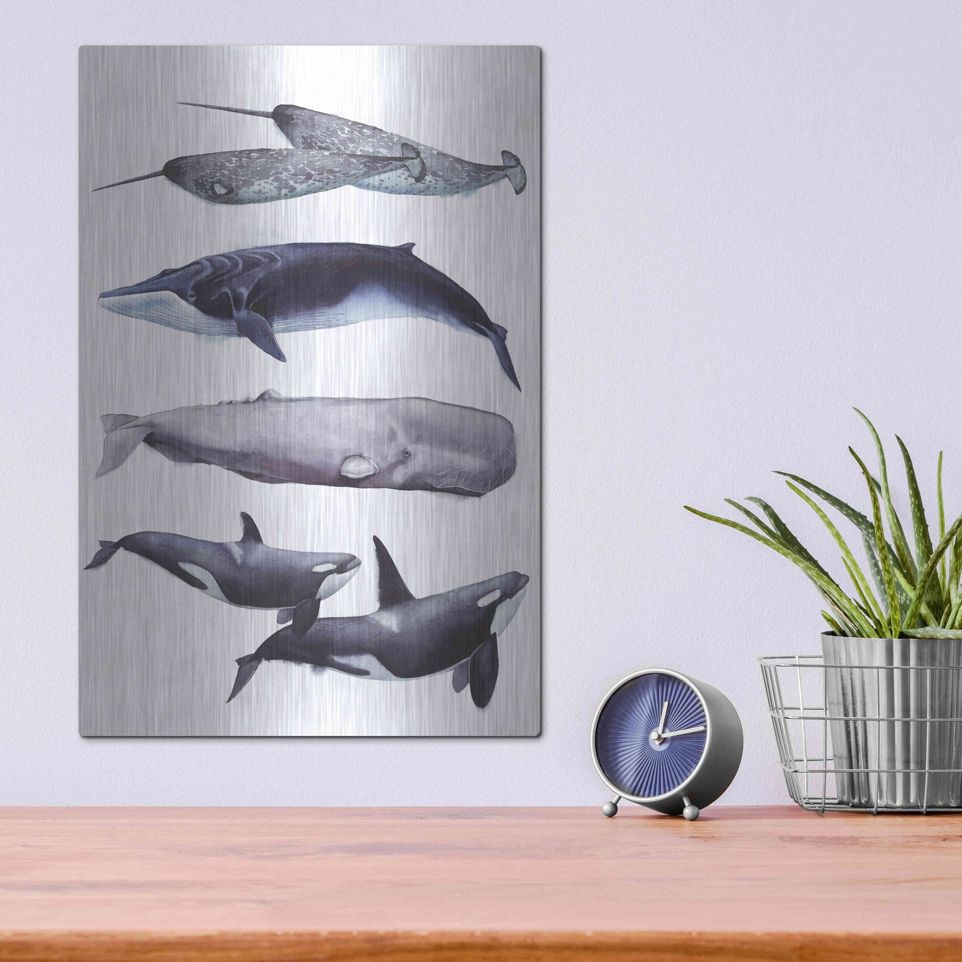 Luxe Metal Art 'Whale Stack II' by Grace Popp, Metal Wall Art,12x16