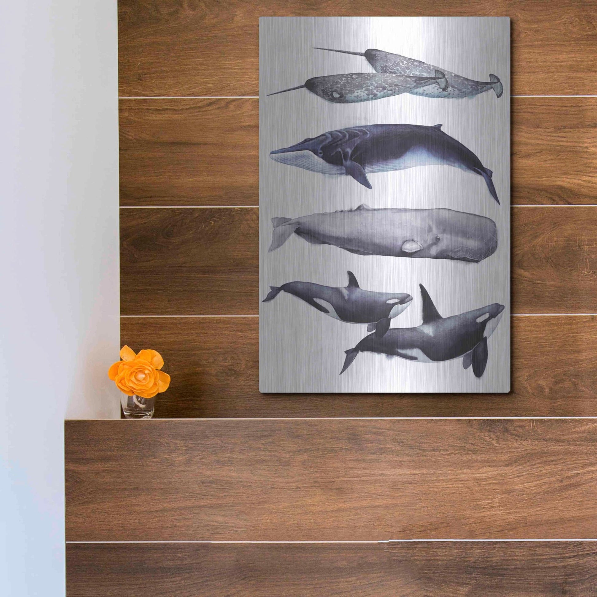 Luxe Metal Art 'Whale Stack II' by Grace Popp, Metal Wall Art,12x16