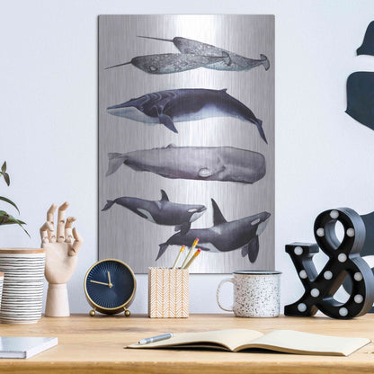 Luxe Metal Art 'Whale Stack II' by Grace Popp, Metal Wall Art,12x16