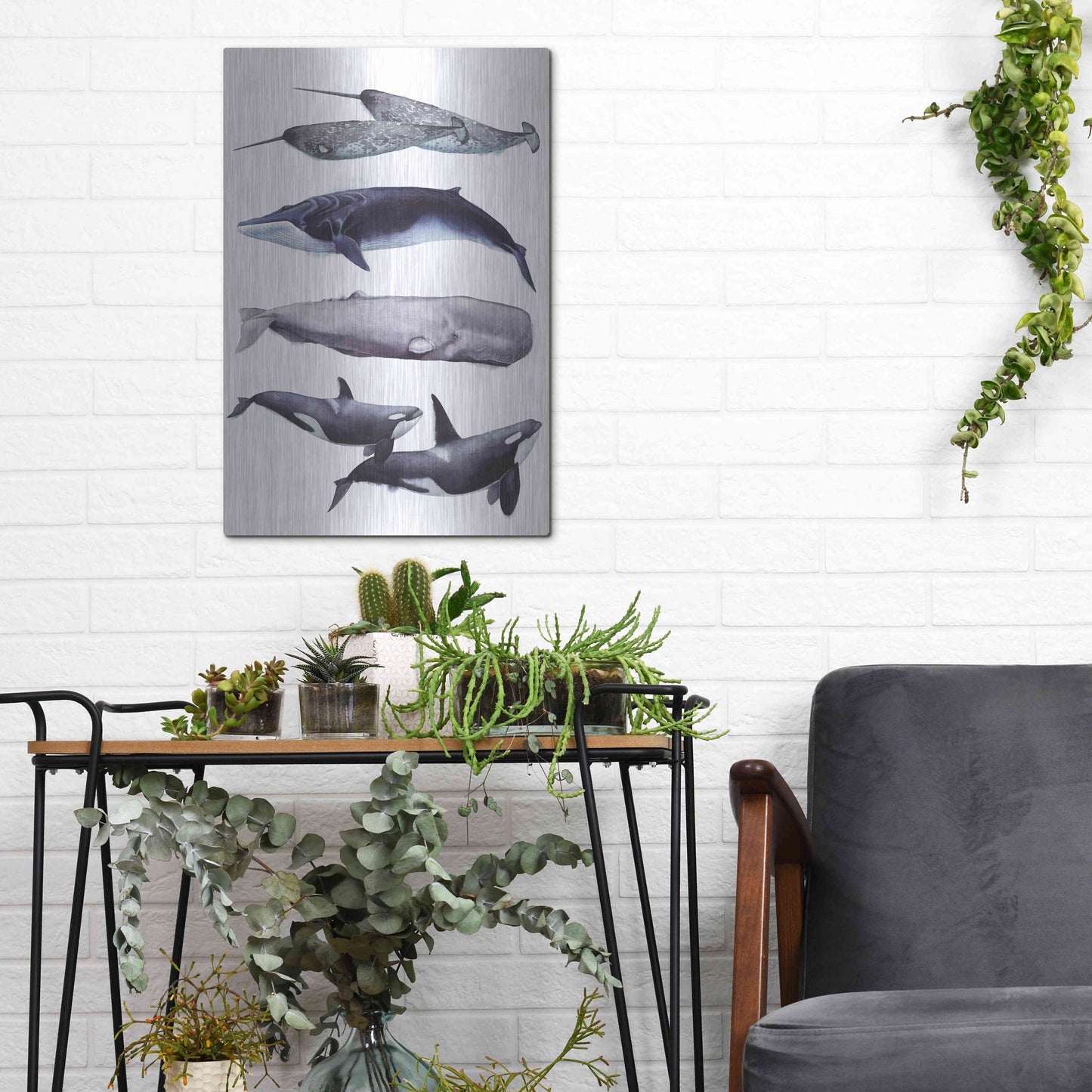 Luxe Metal Art 'Whale Stack II' by Grace Popp, Metal Wall Art,12x16