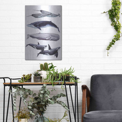 Luxe Metal Art 'Whale Stack II' by Grace Popp, Metal Wall Art,12x16