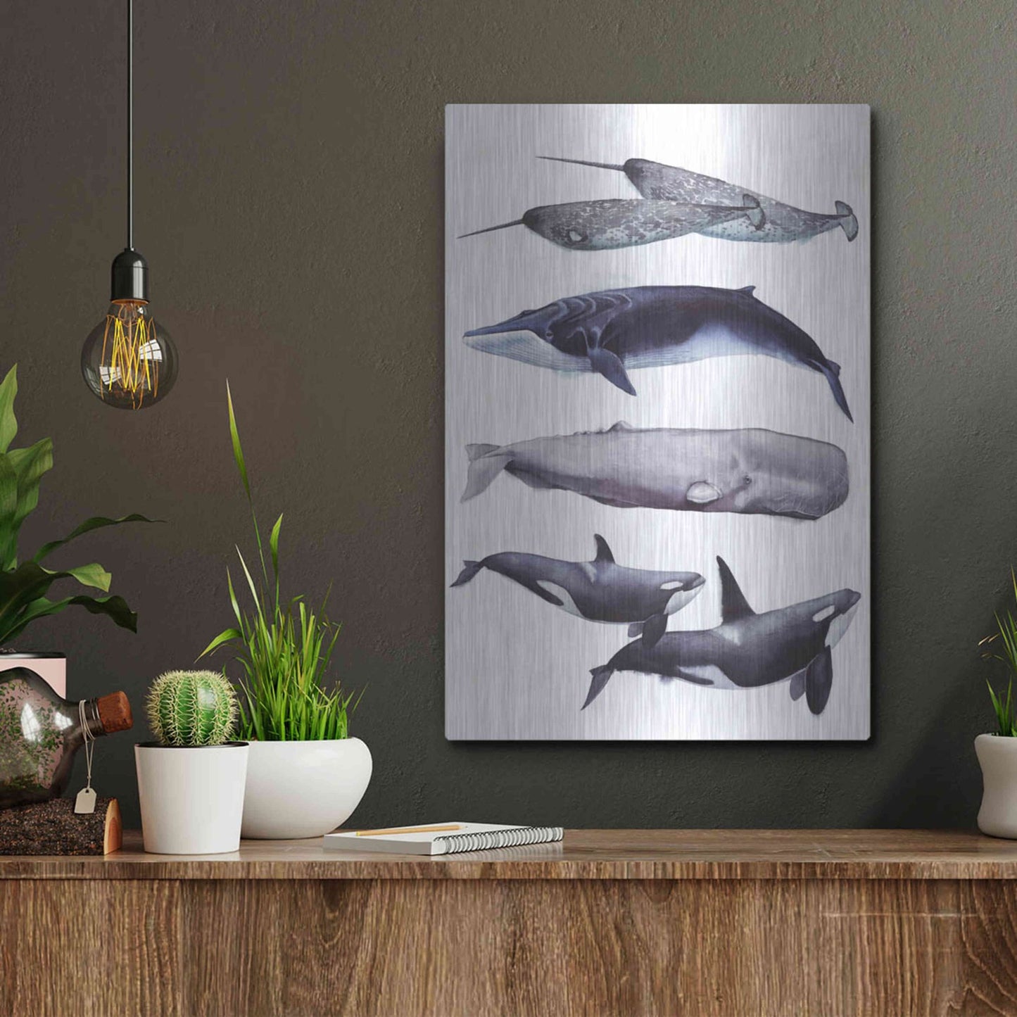 Luxe Metal Art 'Whale Stack II' by Grace Popp, Metal Wall Art,12x16