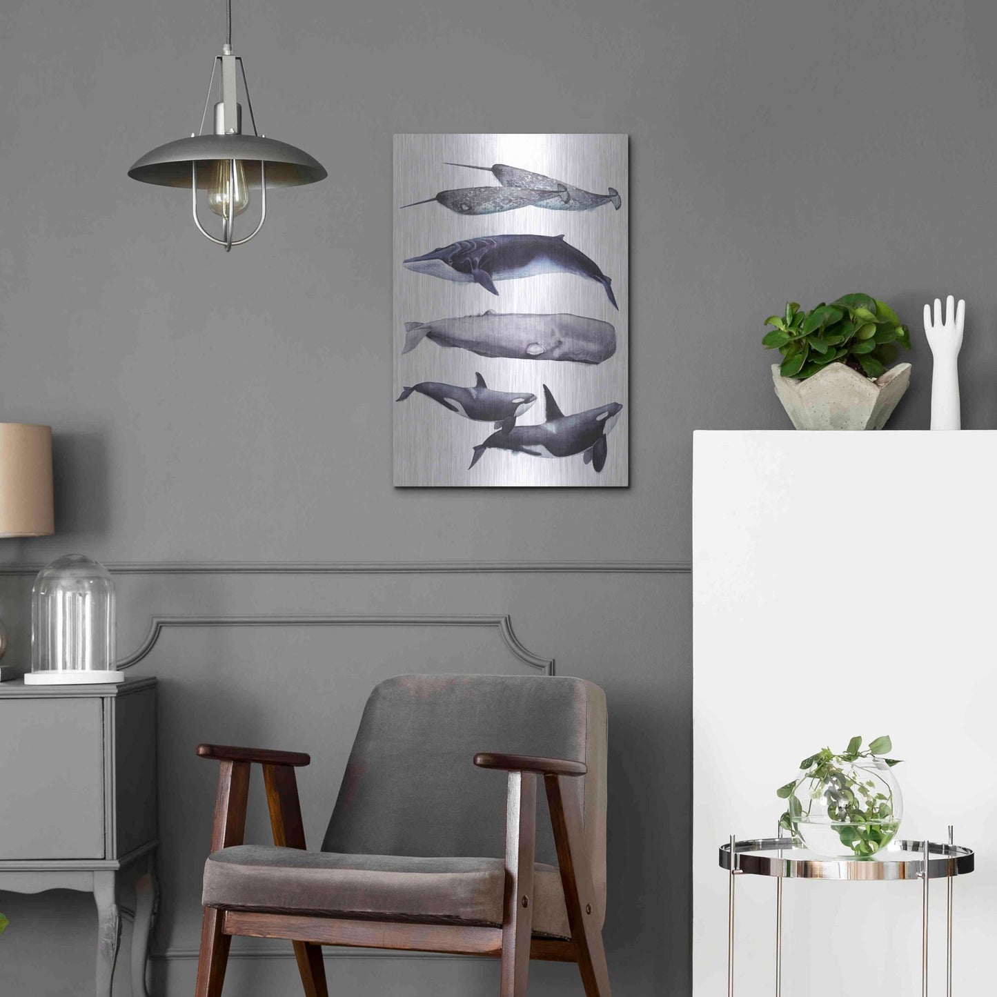 Luxe Metal Art 'Whale Stack II' by Grace Popp, Metal Wall Art,16x24
