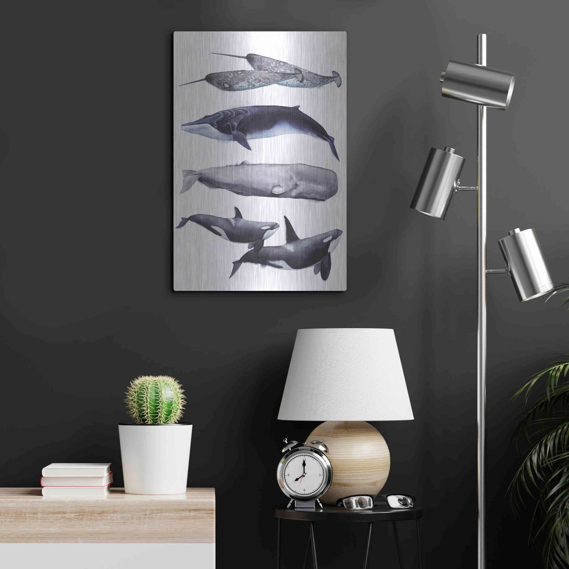 Luxe Metal Art 'Whale Stack II' by Grace Popp, Metal Wall Art,16x24