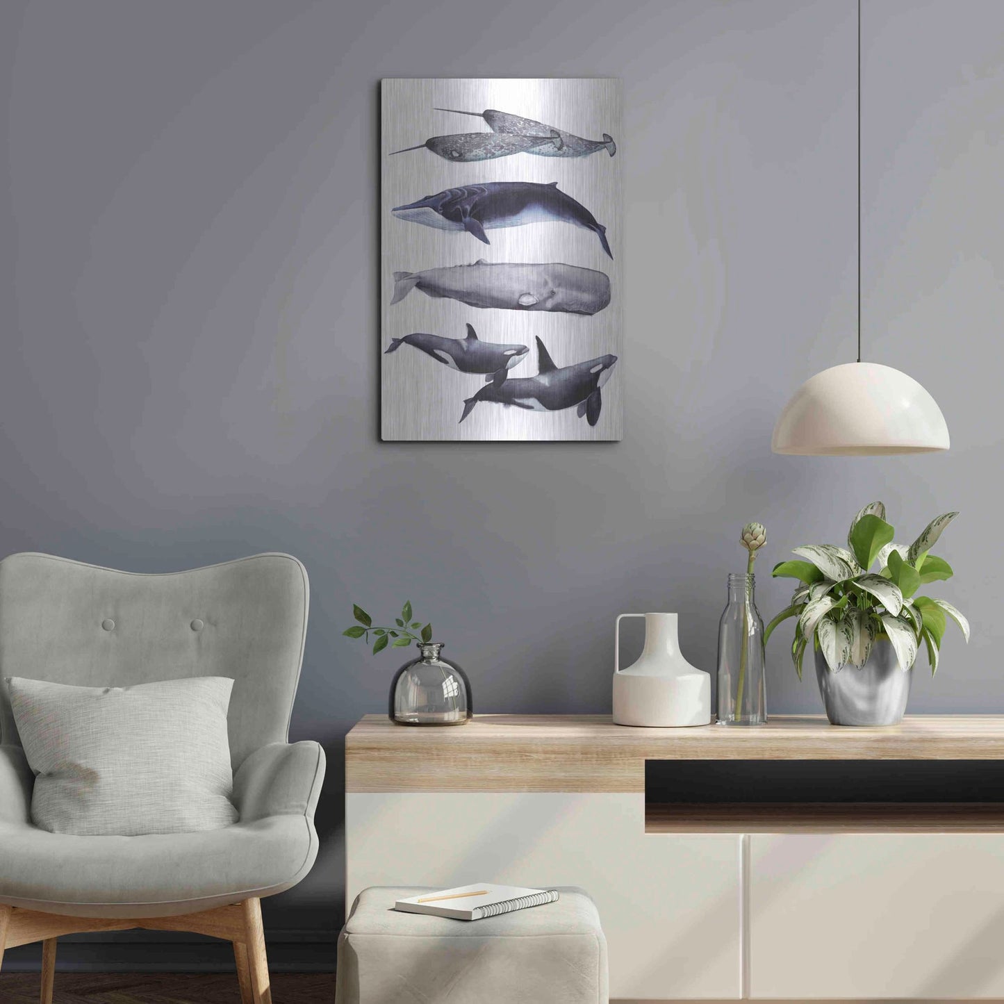 Luxe Metal Art 'Whale Stack II' by Grace Popp, Metal Wall Art,16x24