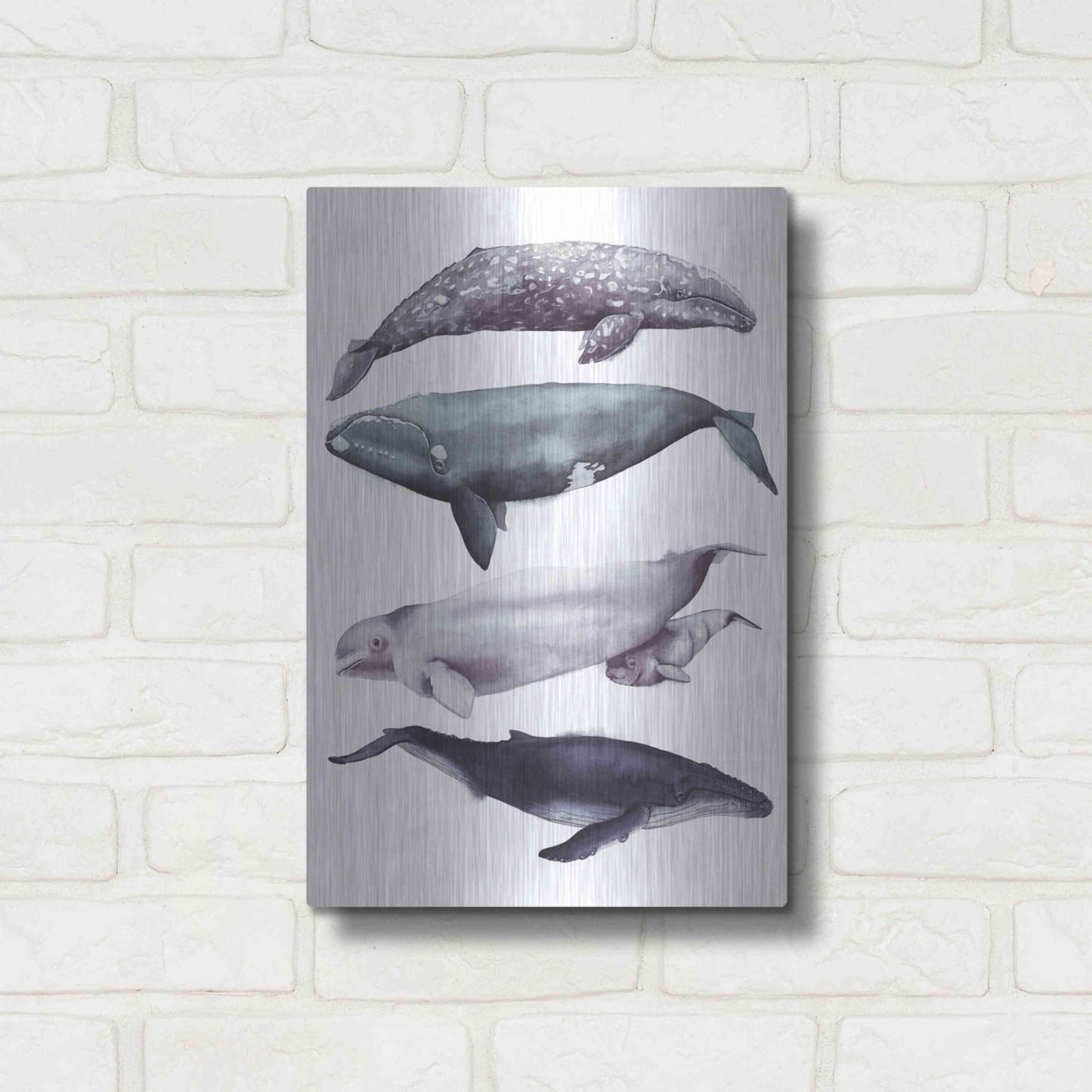 Luxe Metal Art 'Whale Stack I' by Grace Popp, Metal Wall Art,12x16