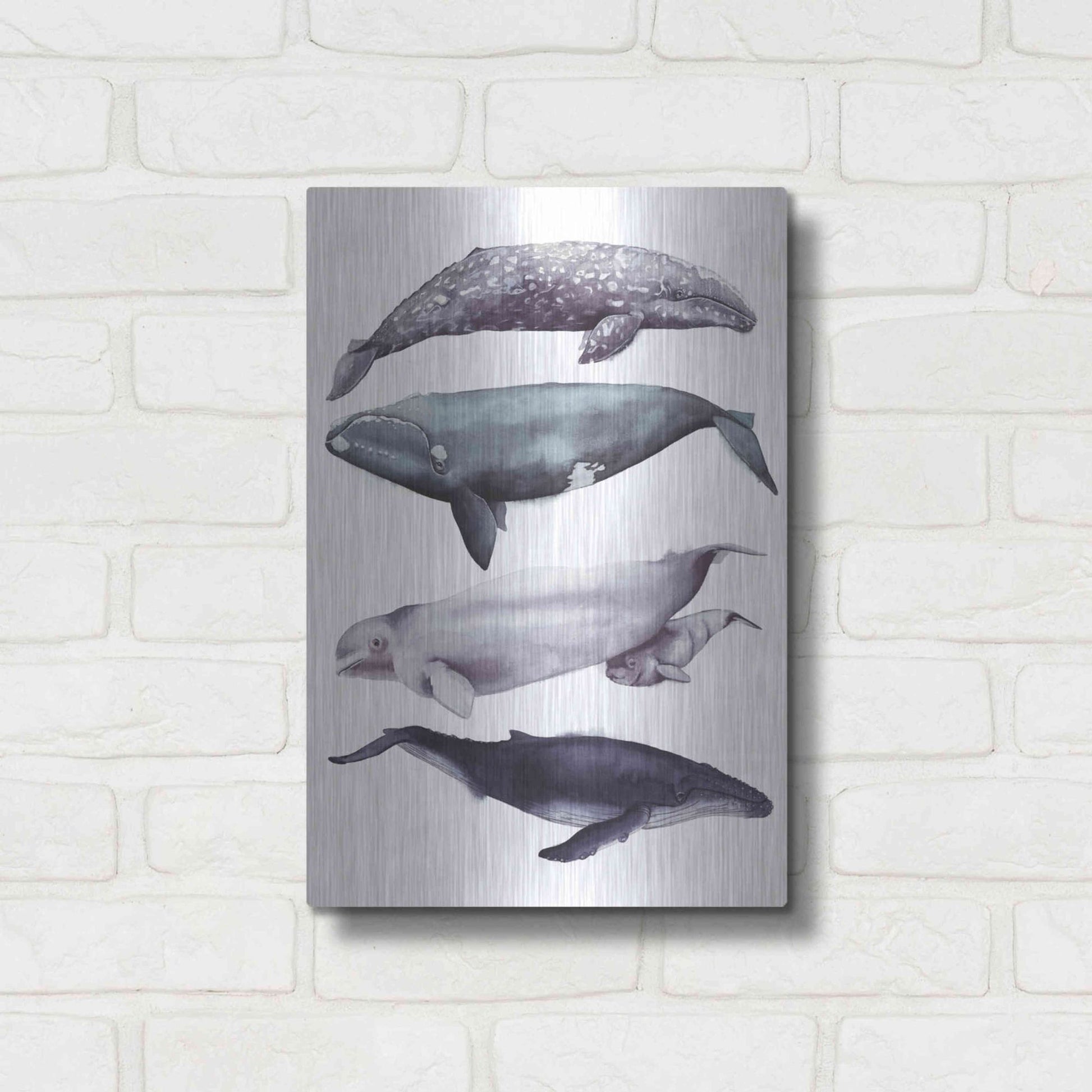 Luxe Metal Art 'Whale Stack I' by Grace Popp, Metal Wall Art,12x16