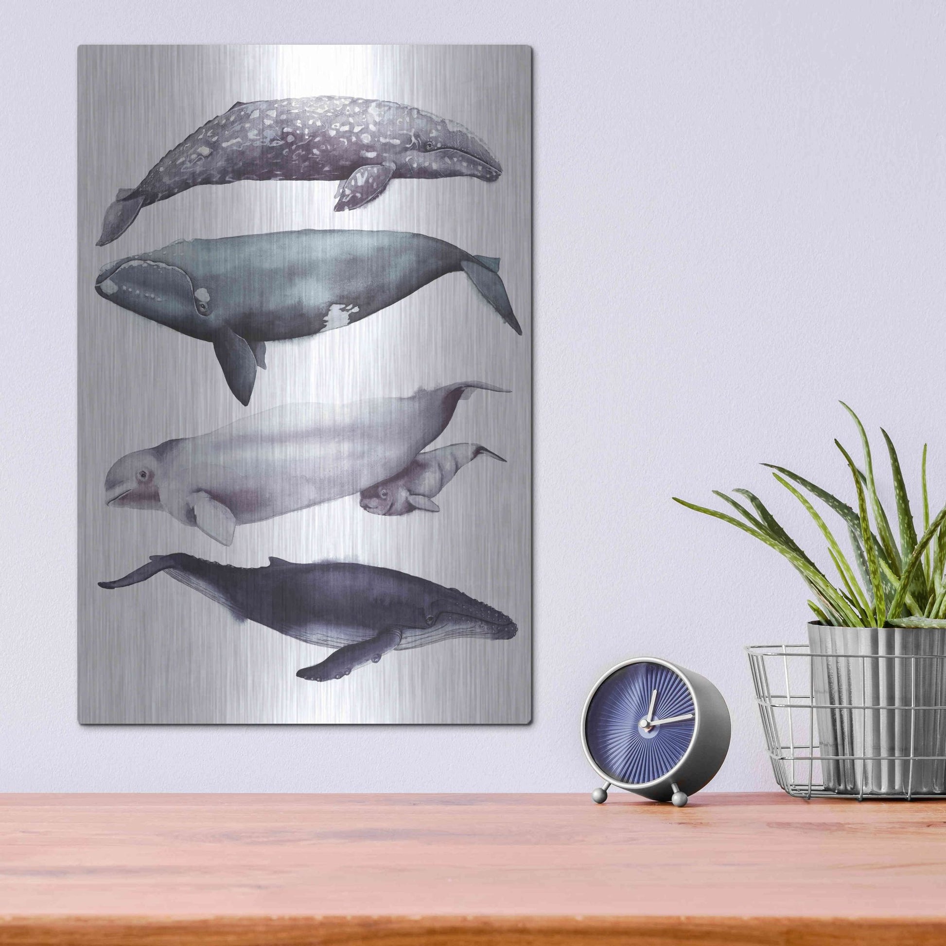 Luxe Metal Art 'Whale Stack I' by Grace Popp, Metal Wall Art,12x16