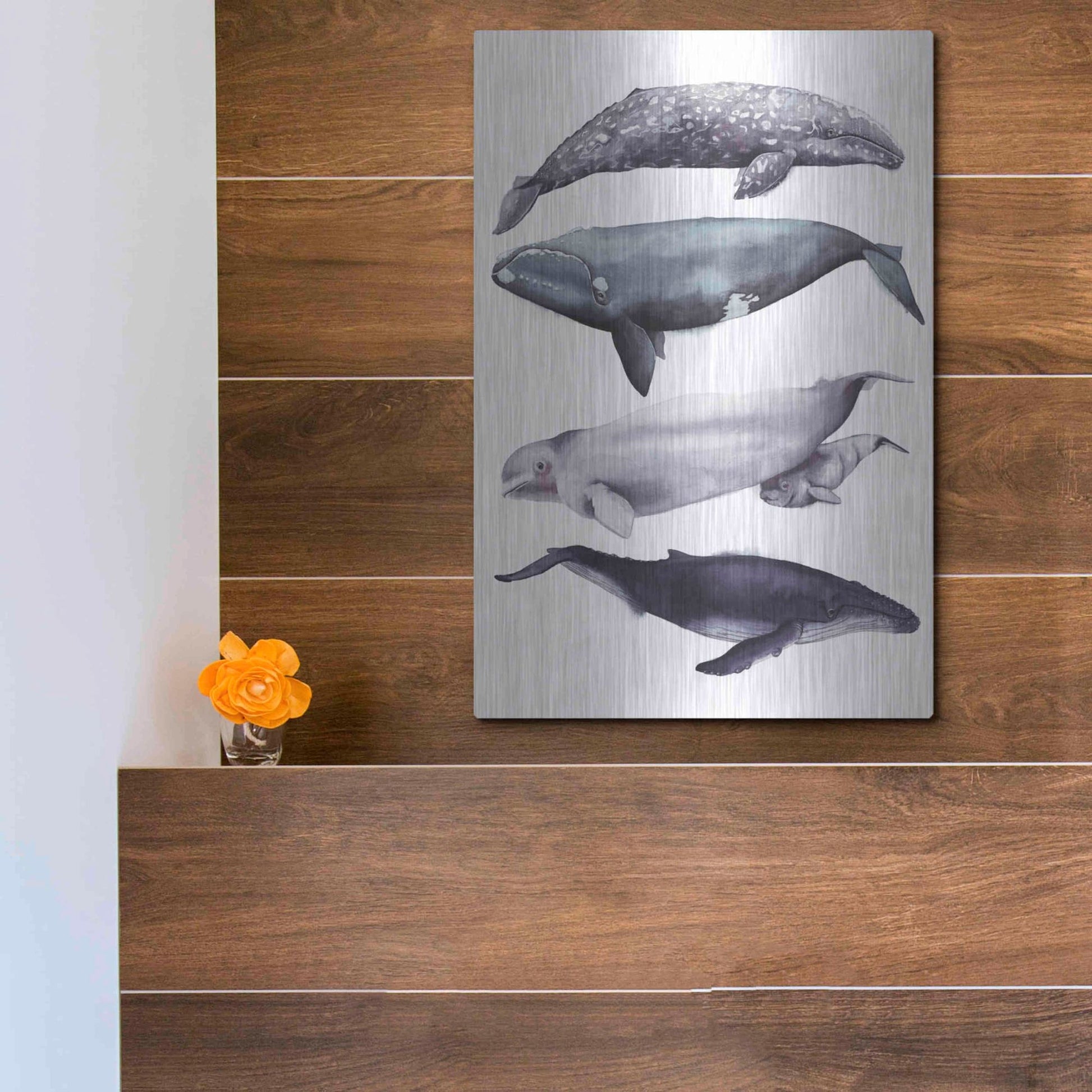 Luxe Metal Art 'Whale Stack I' by Grace Popp, Metal Wall Art,12x16