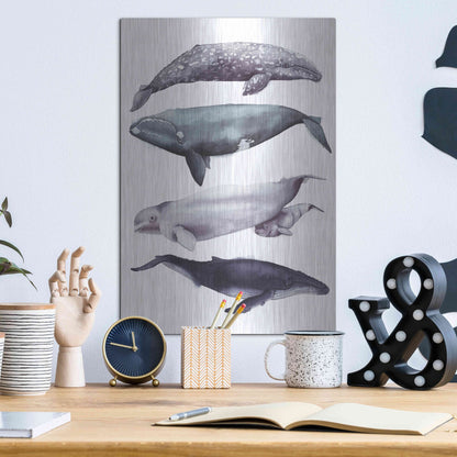 Luxe Metal Art 'Whale Stack I' by Grace Popp, Metal Wall Art,12x16