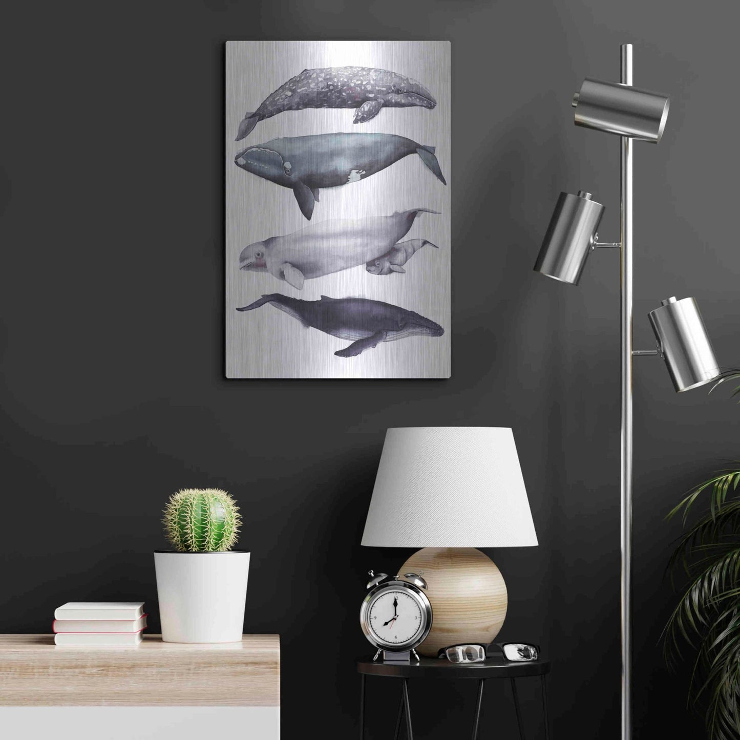 Luxe Metal Art 'Whale Stack I' by Grace Popp, Metal Wall Art,16x24