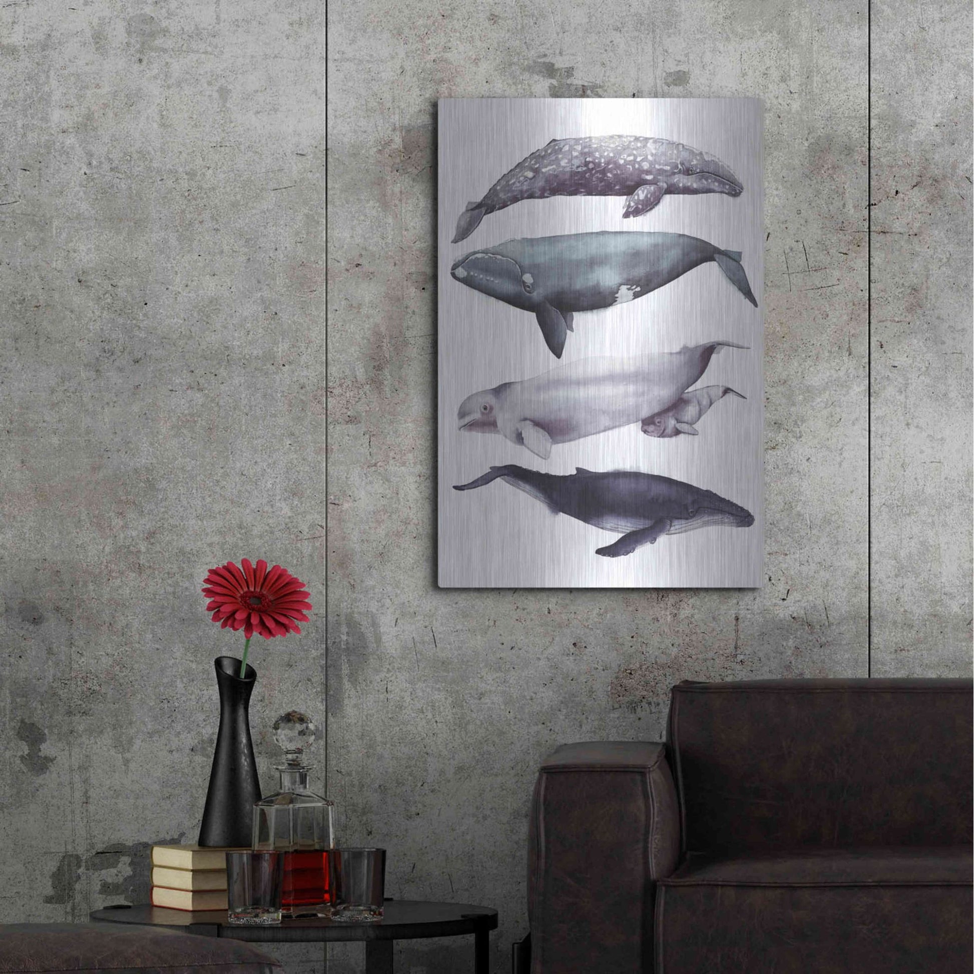 Luxe Metal Art 'Whale Stack I' by Grace Popp, Metal Wall Art,24x36