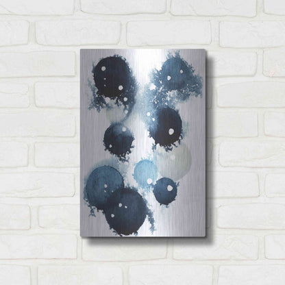 Luxe Metal Art 'Blue Galaxy IV' by Grace Popp, Metal Wall Art,12x16