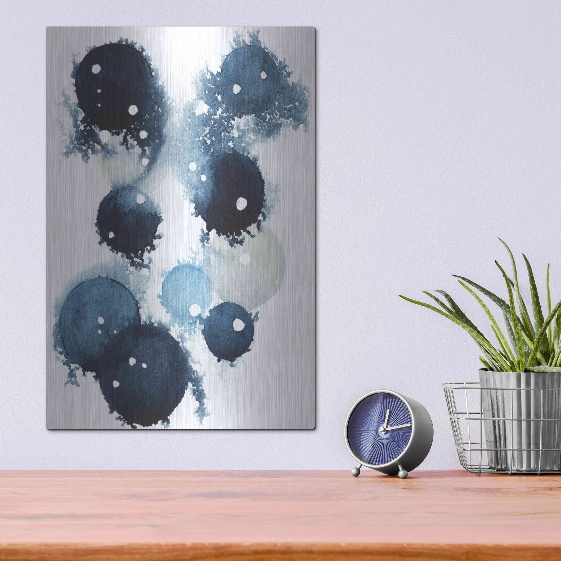 Luxe Metal Art 'Blue Galaxy IV' by Grace Popp, Metal Wall Art,12x16
