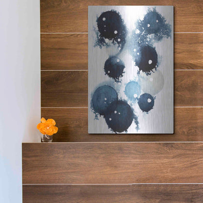 Luxe Metal Art 'Blue Galaxy IV' by Grace Popp, Metal Wall Art,12x16