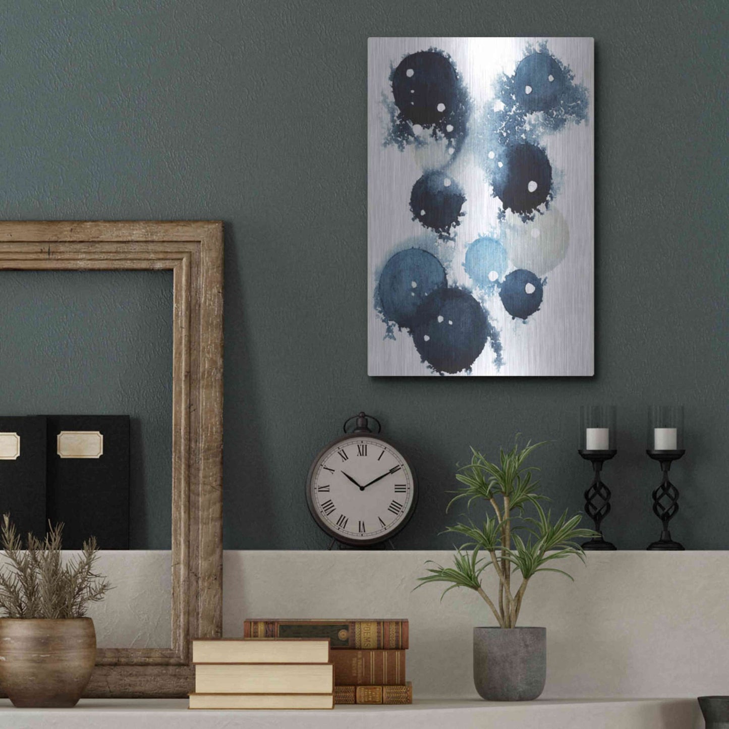 Luxe Metal Art 'Blue Galaxy IV' by Grace Popp, Metal Wall Art,12x16