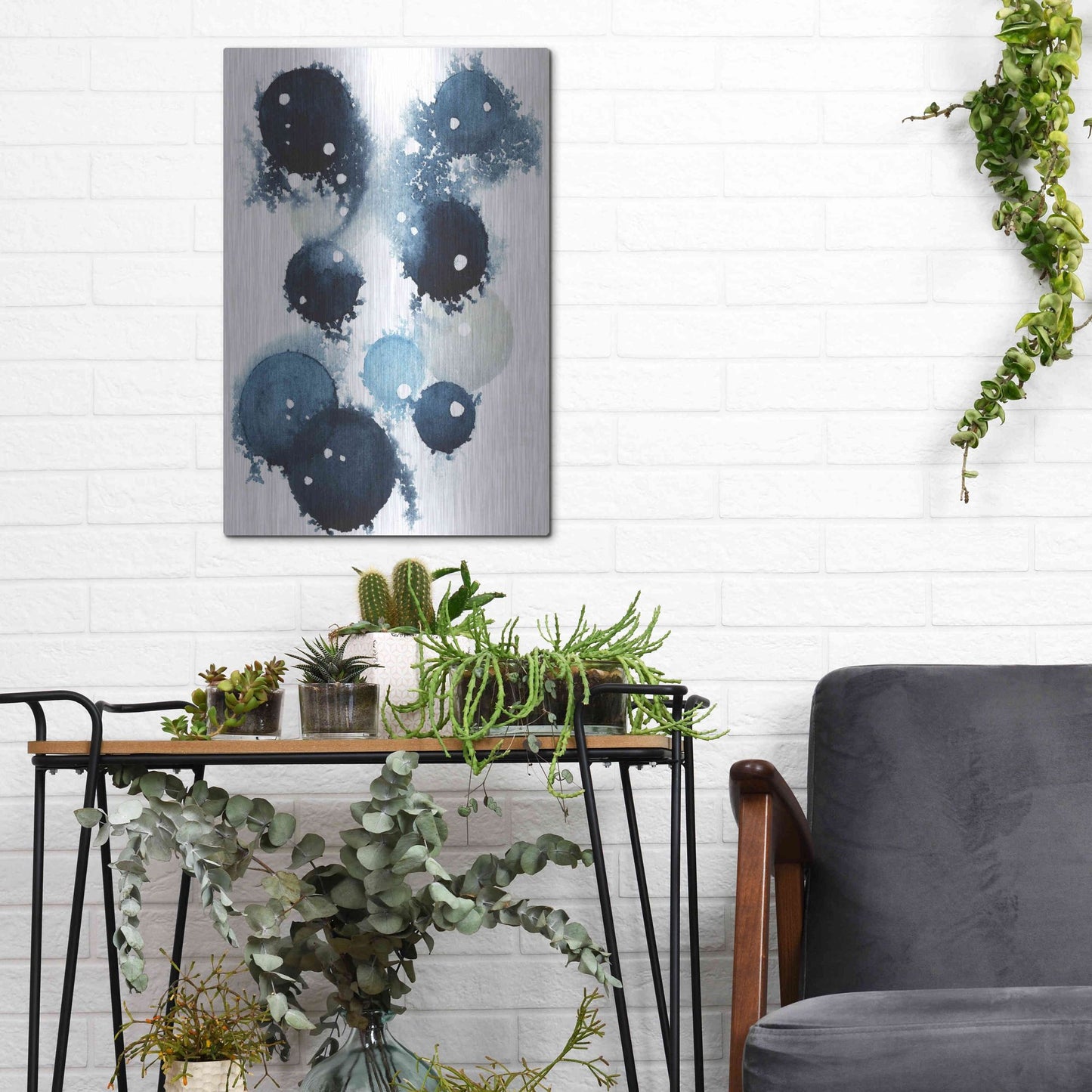 Luxe Metal Art 'Blue Galaxy IV' by Grace Popp, Metal Wall Art,12x16