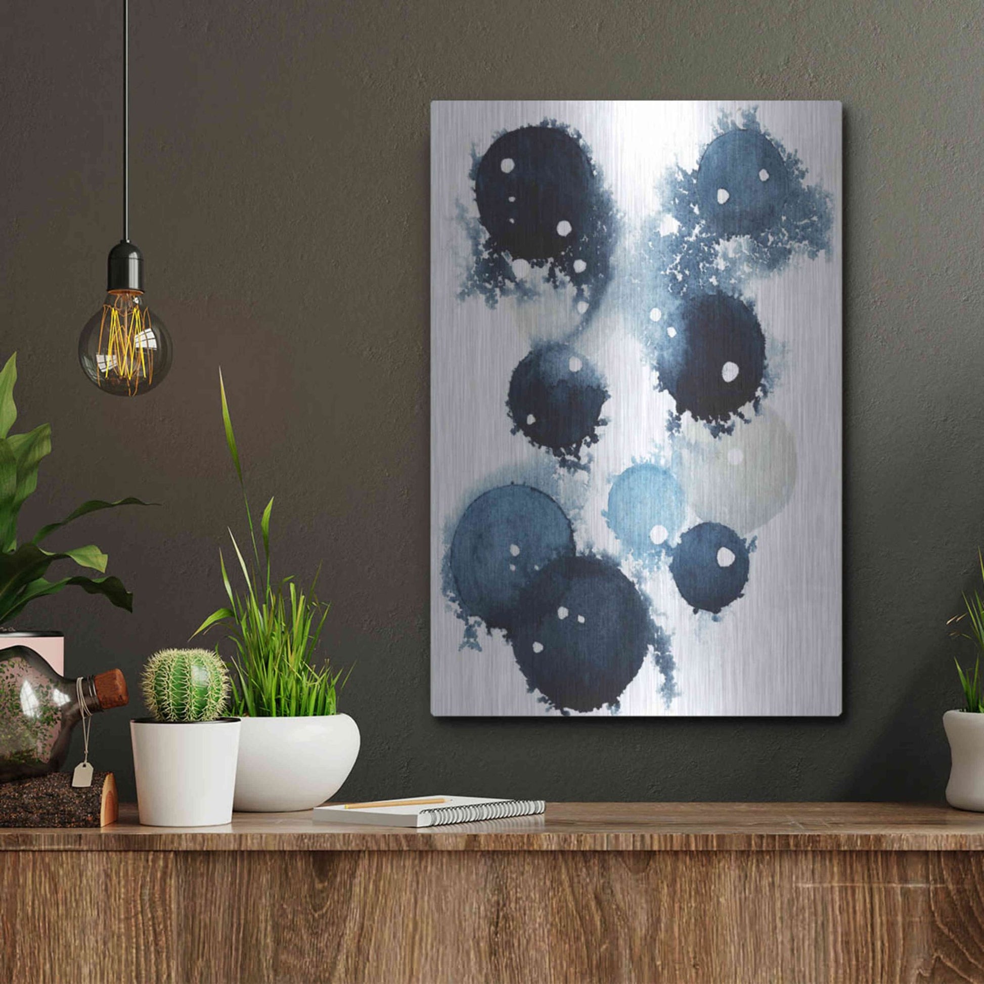 Luxe Metal Art 'Blue Galaxy IV' by Grace Popp, Metal Wall Art,12x16