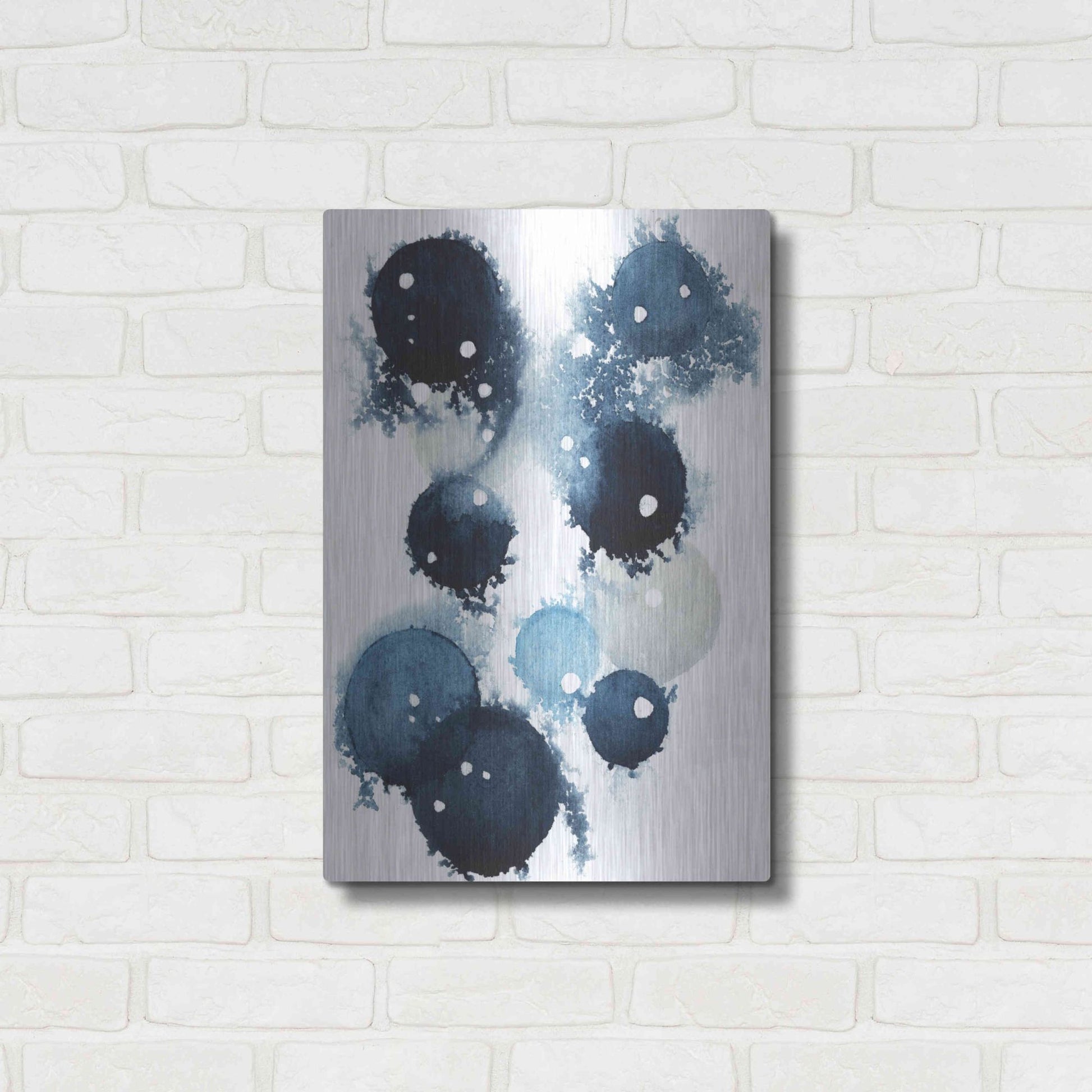 Luxe Metal Art 'Blue Galaxy IV' by Grace Popp, Metal Wall Art,16x24
