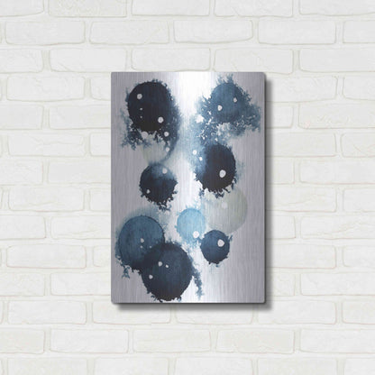Luxe Metal Art 'Blue Galaxy IV' by Grace Popp, Metal Wall Art,16x24