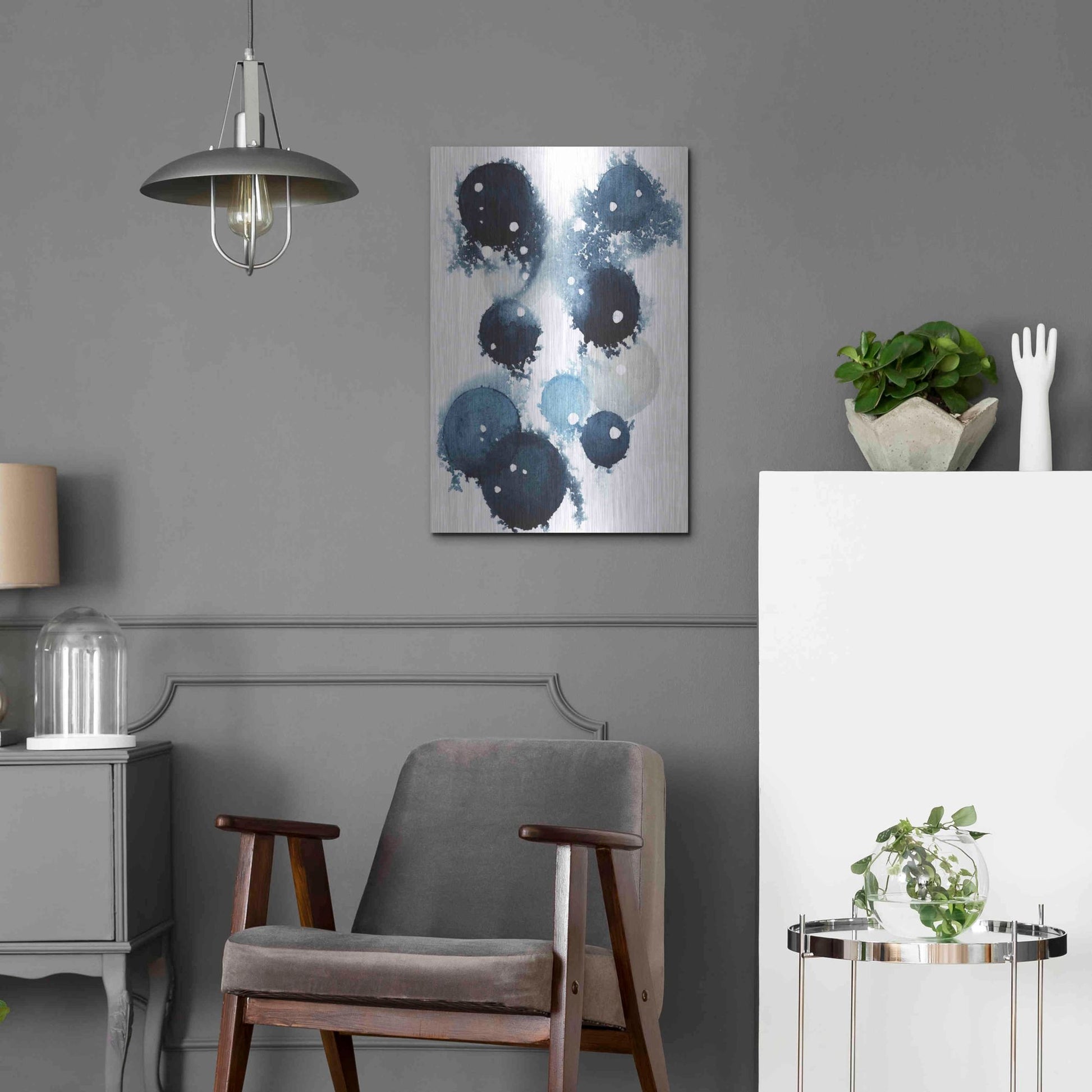 Luxe Metal Art 'Blue Galaxy IV' by Grace Popp, Metal Wall Art,16x24