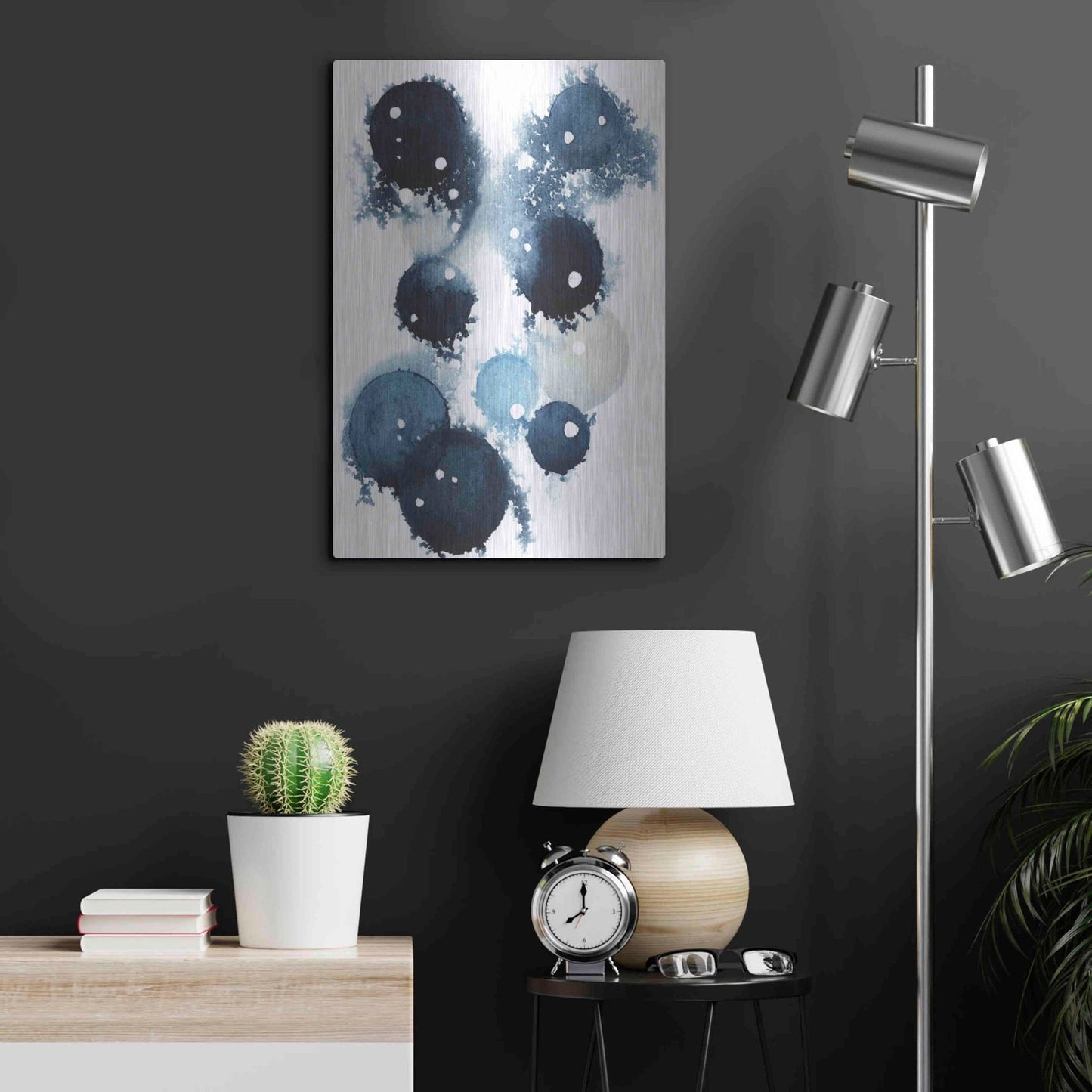 Luxe Metal Art 'Blue Galaxy IV' by Grace Popp, Metal Wall Art,16x24