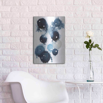 Luxe Metal Art 'Blue Galaxy IV' by Grace Popp, Metal Wall Art,16x24