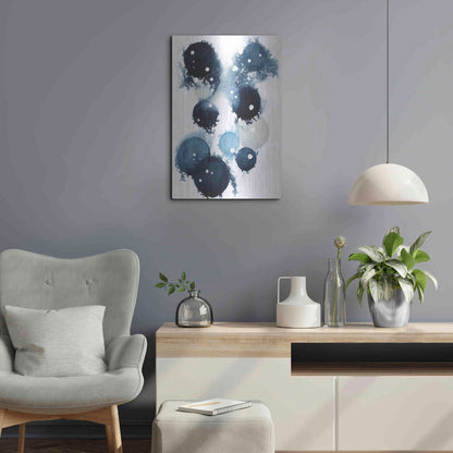 Luxe Metal Art 'Blue Galaxy IV' by Grace Popp, Metal Wall Art,16x24