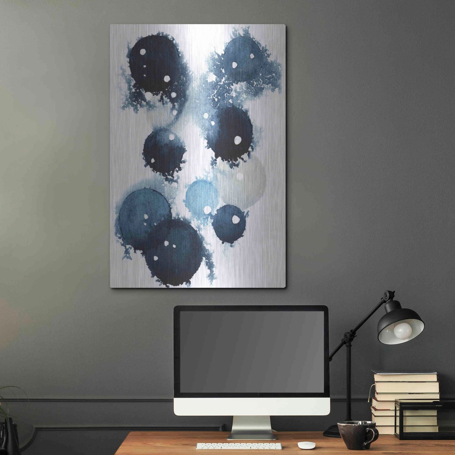 Luxe Metal Art 'Blue Galaxy IV' by Grace Popp, Metal Wall Art,24x36