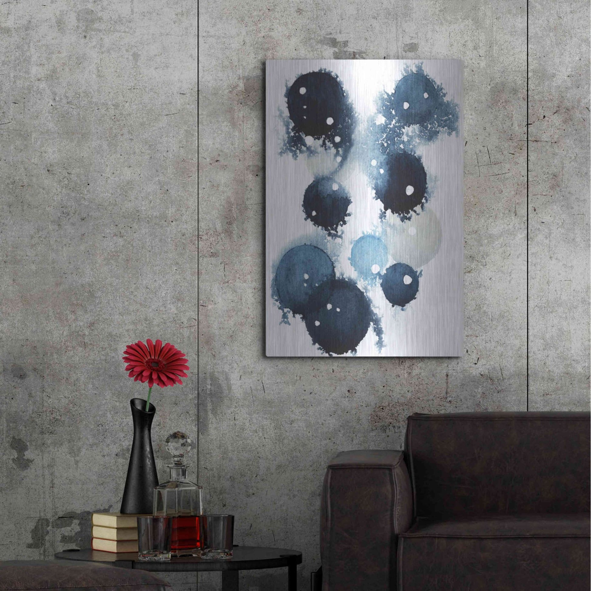 Luxe Metal Art 'Blue Galaxy IV' by Grace Popp, Metal Wall Art,24x36
