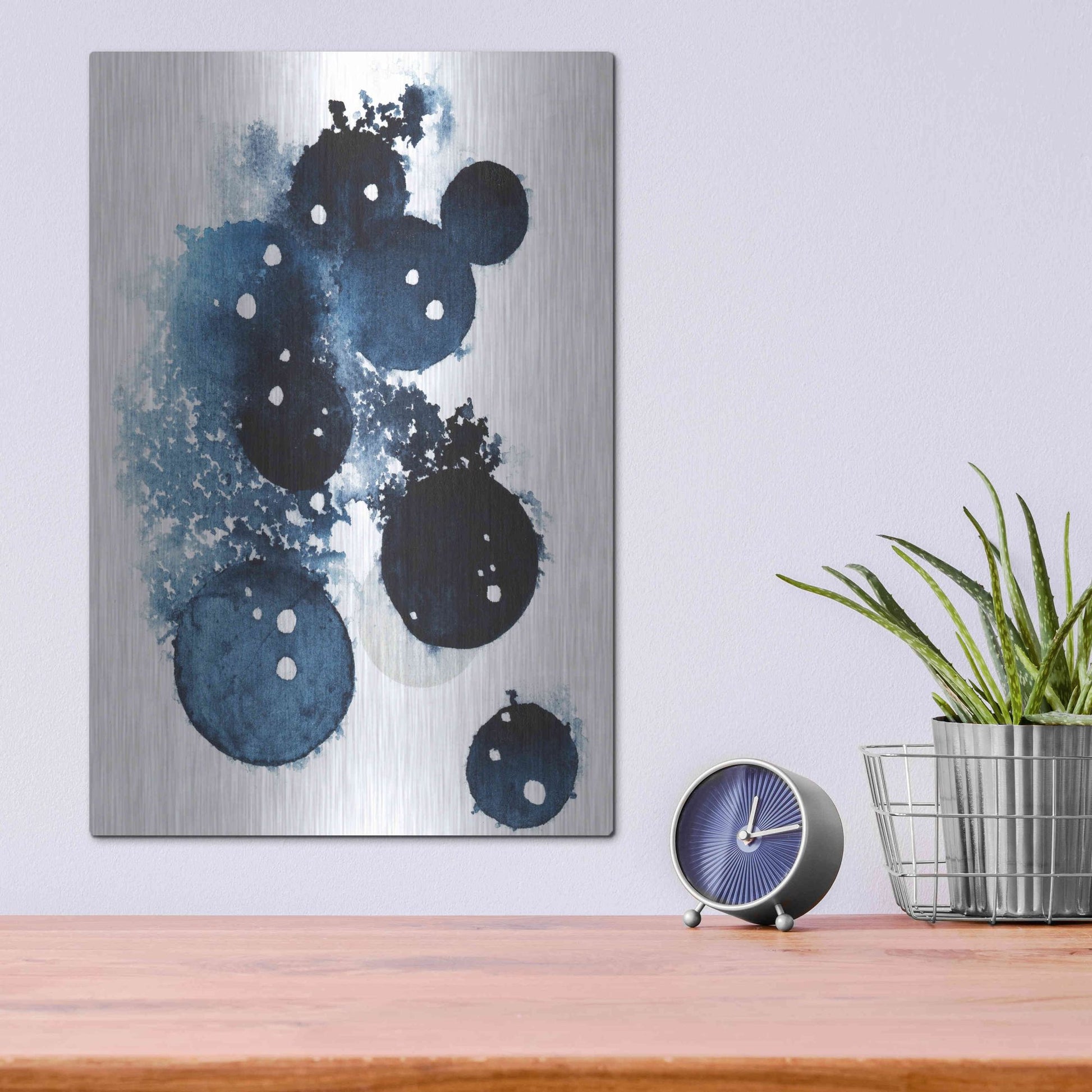 Luxe Metal Art 'Blue Galaxy II' by Grace Popp, Metal Wall Art,12x16