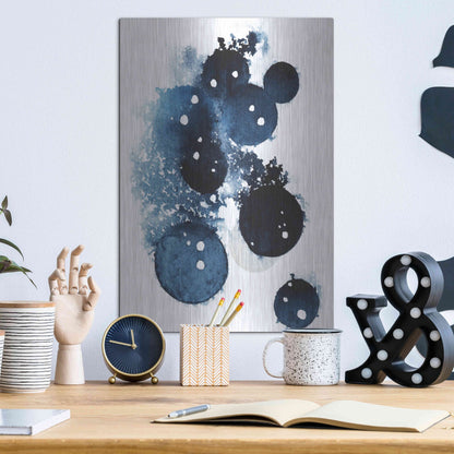 Luxe Metal Art 'Blue Galaxy II' by Grace Popp, Metal Wall Art,12x16