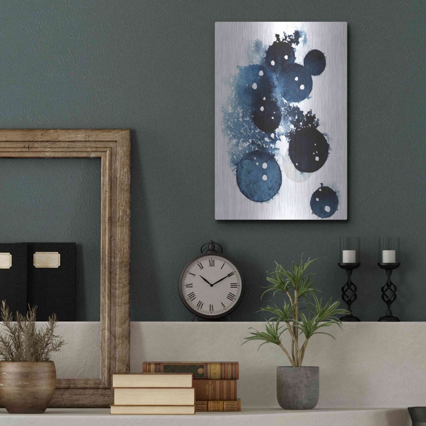 Luxe Metal Art 'Blue Galaxy II' by Grace Popp, Metal Wall Art,12x16