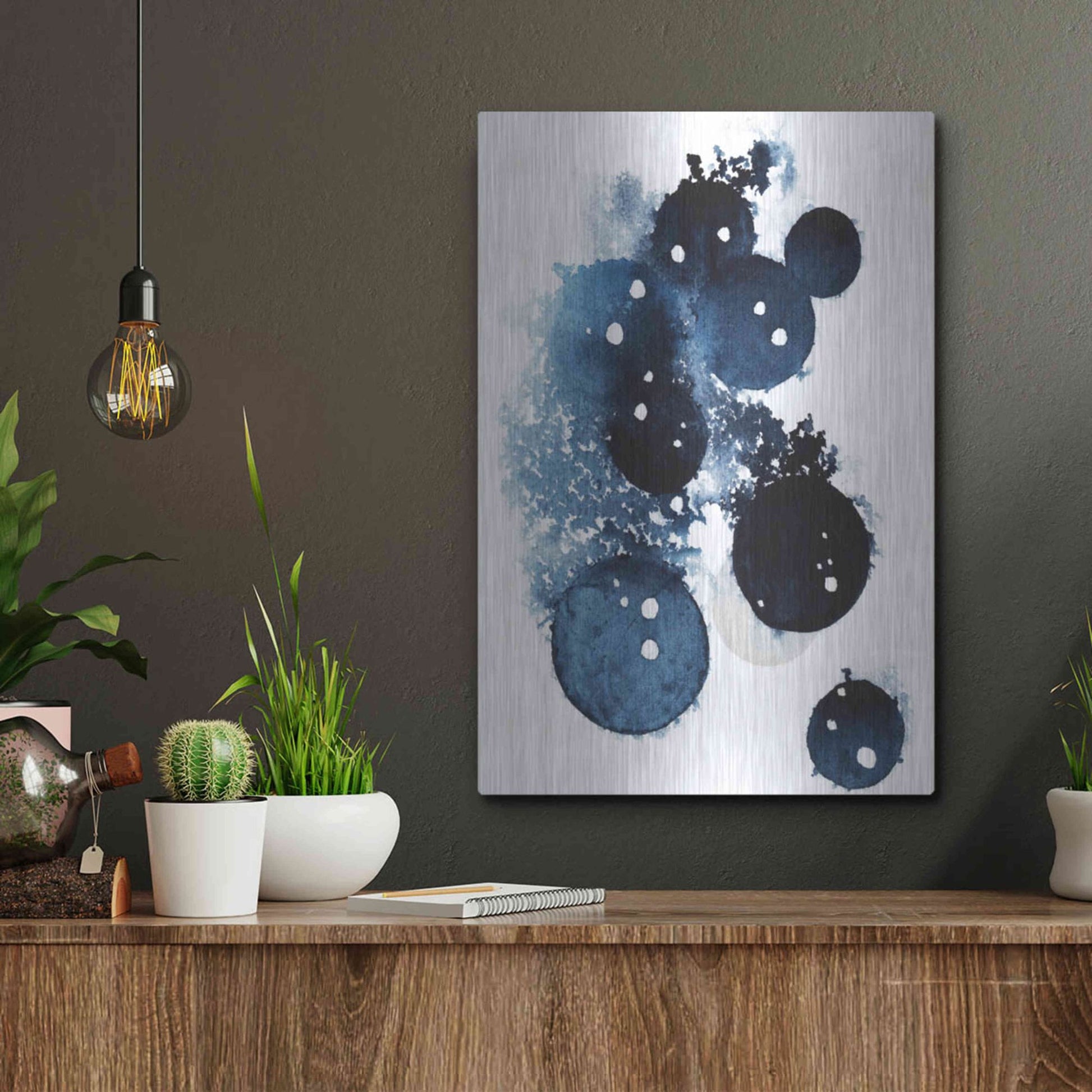 Luxe Metal Art 'Blue Galaxy II' by Grace Popp, Metal Wall Art,12x16