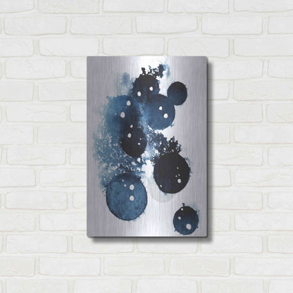Luxe Metal Art 'Blue Galaxy II' by Grace Popp, Metal Wall Art,16x24