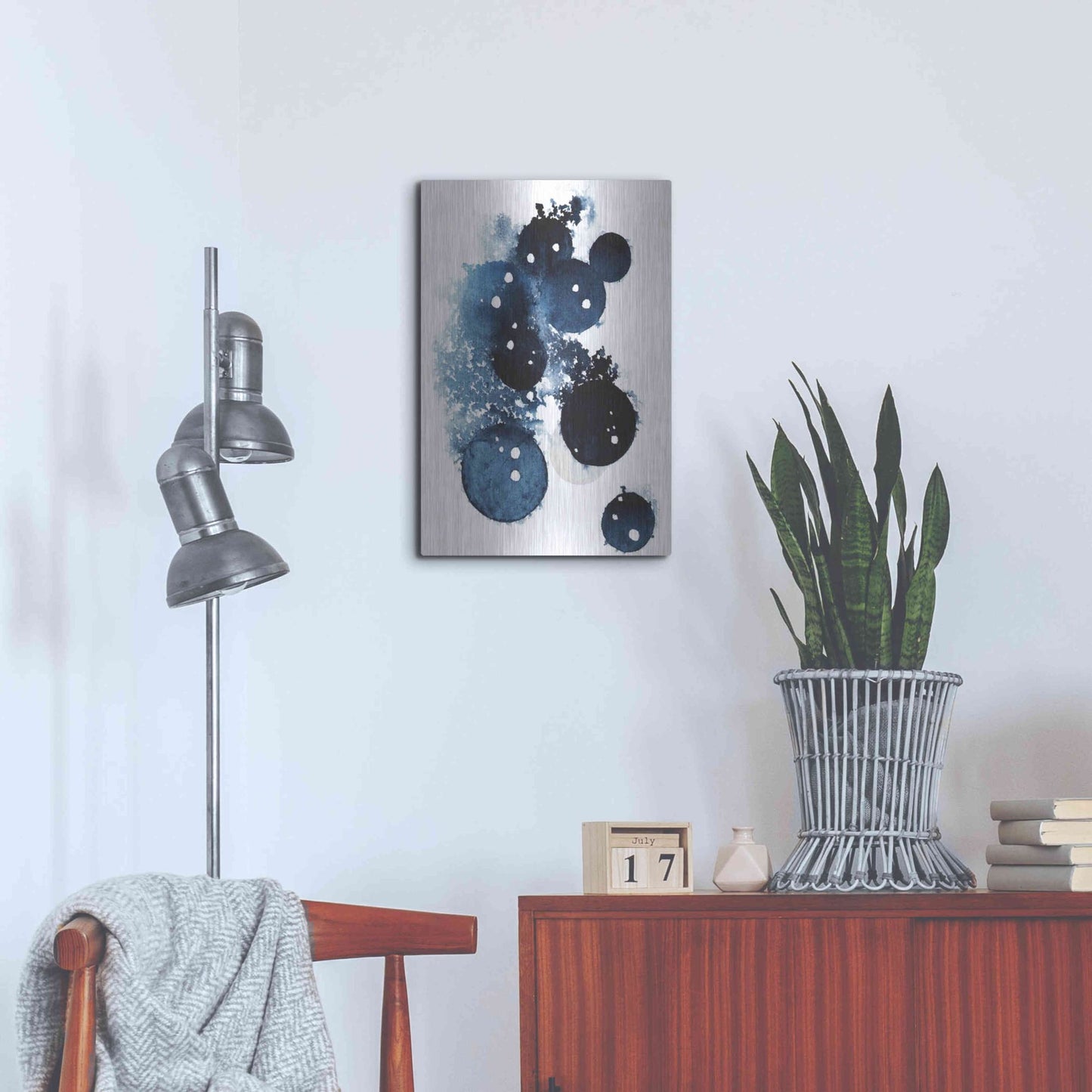 Luxe Metal Art 'Blue Galaxy II' by Grace Popp, Metal Wall Art,16x24