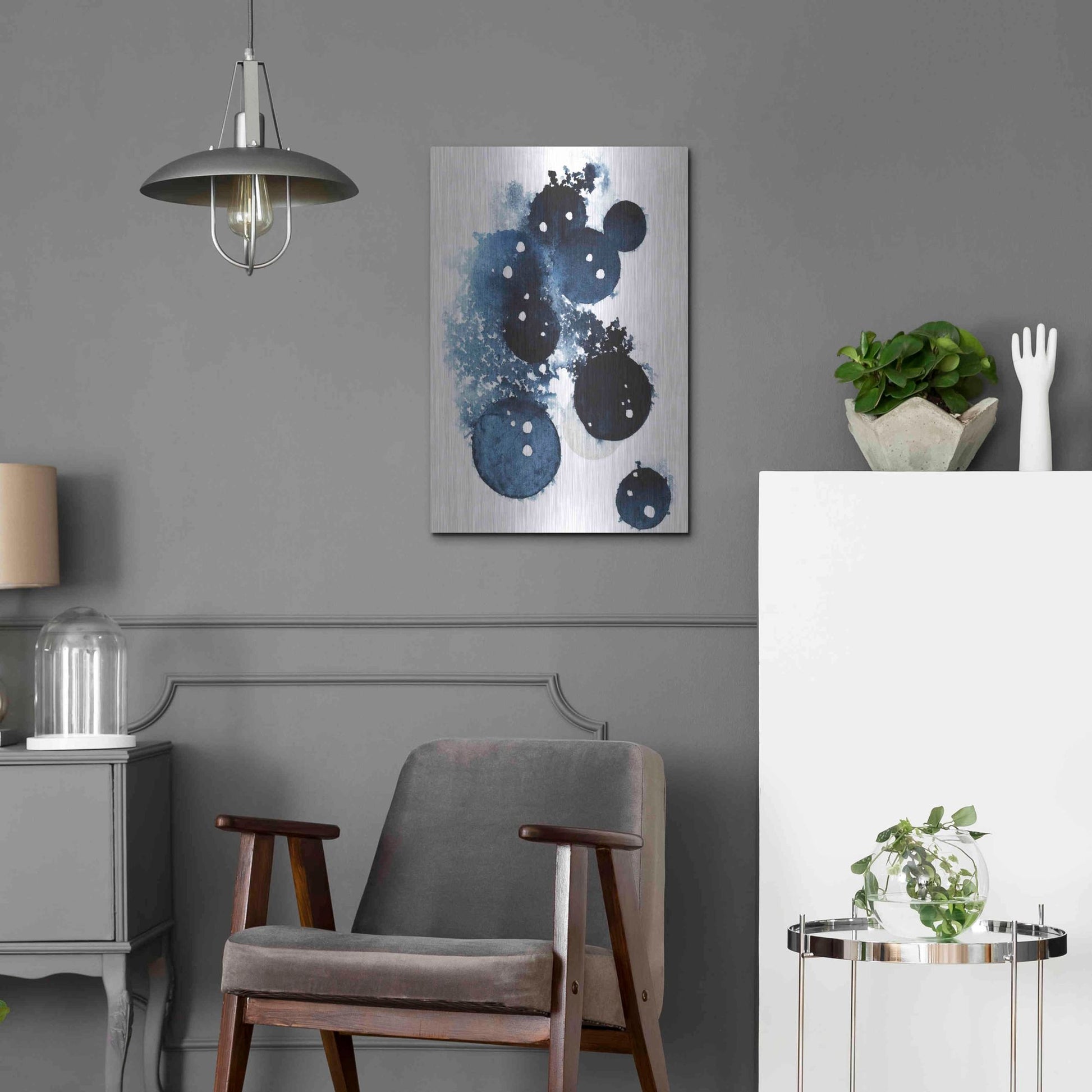 Luxe Metal Art 'Blue Galaxy II' by Grace Popp, Metal Wall Art,16x24