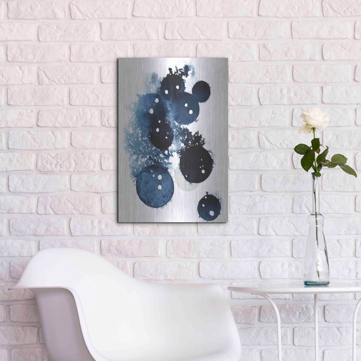 Luxe Metal Art 'Blue Galaxy II' by Grace Popp, Metal Wall Art,16x24