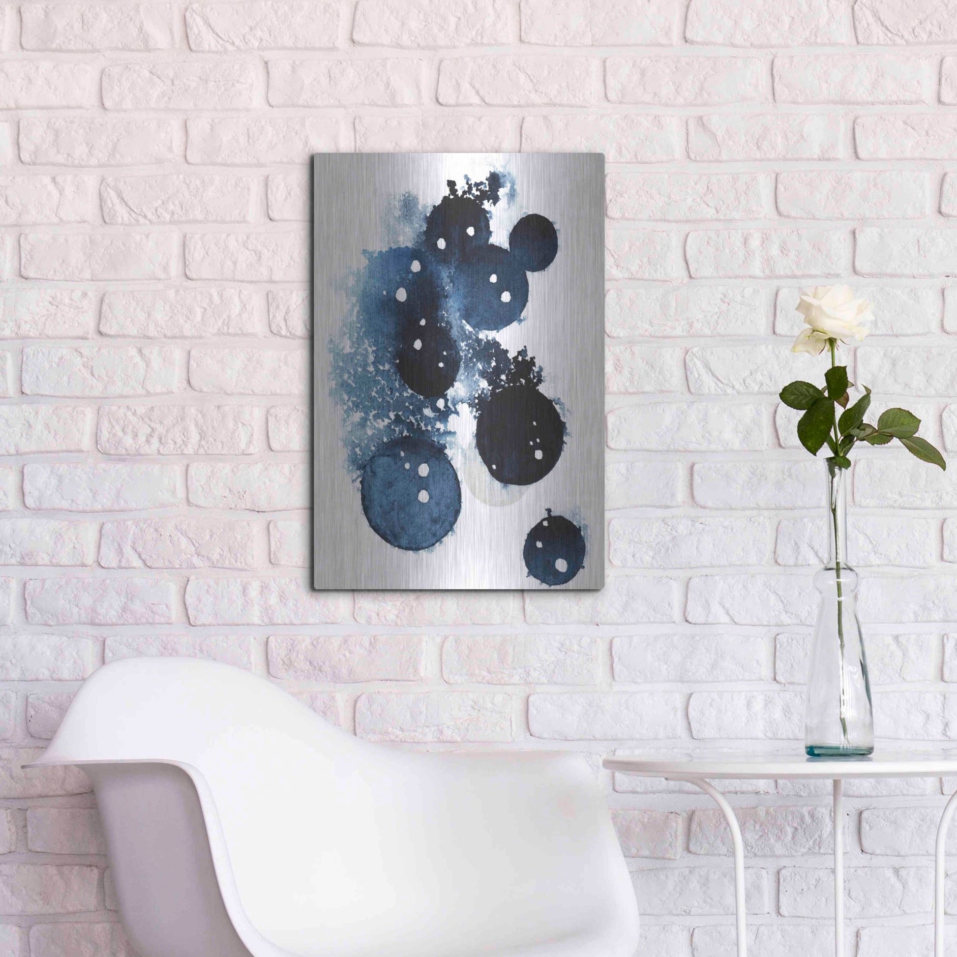 Luxe Metal Art 'Blue Galaxy II' by Grace Popp, Metal Wall Art,16x24